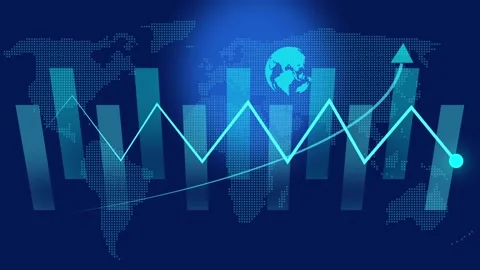 World map shows a global financial growth chart. This world map tracks inte.. Stock Footage 337621354