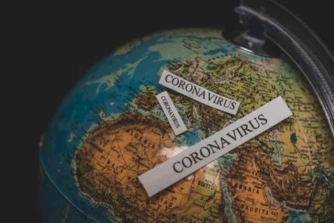 The world map shows how the coronavirus is affecting Italy. Stock Photos