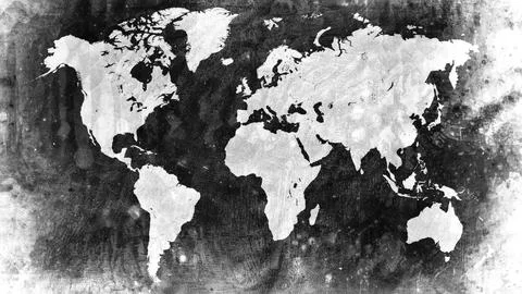 World map silhouette with a distressed grunge texture overlay Illustrazione stock