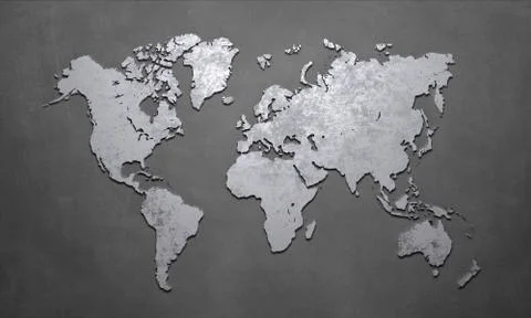 World map silhouette at grey background - Illustration 스톡 일러스트