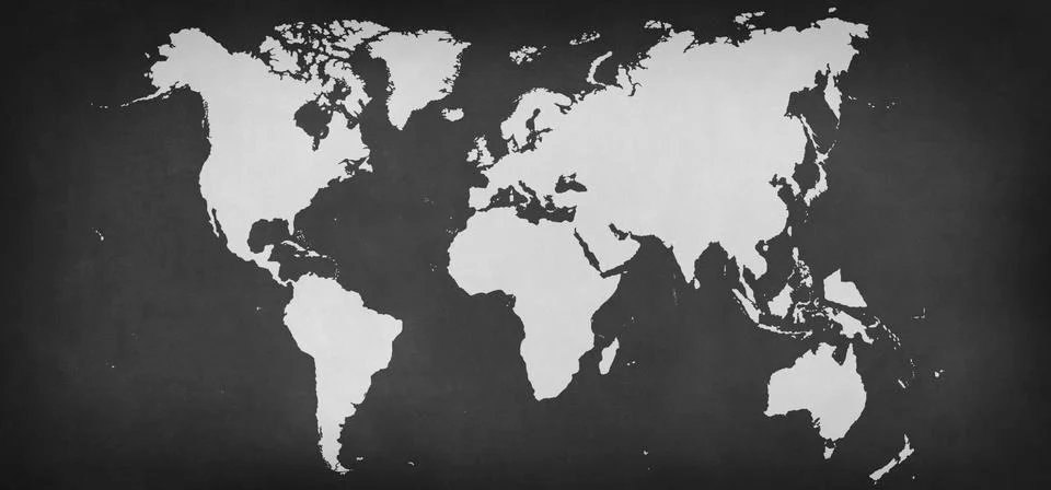 World map silhouette at grey background - Illustration Stock Illustration