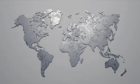 World map silhouette at grey background - Illustration 库存插图