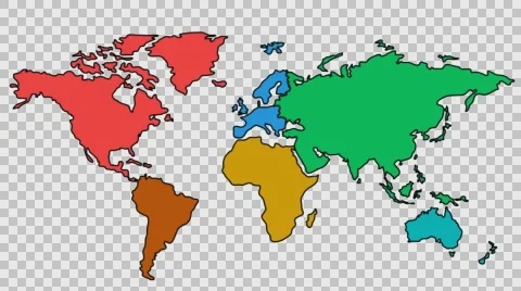 World Map sketch illustration hand drawn animation transparent Stock Footage 64398074
