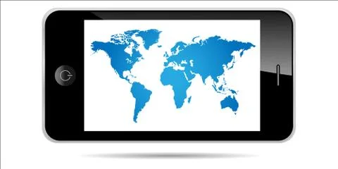 World Map Smartphone Illustration Stock Illustration