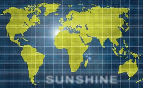 World Map in solar Panel Illustration
