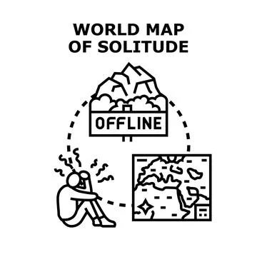 World map of solitude concept illustration Illustration