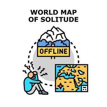 World map of solitude concept illustration Stock-Illustration