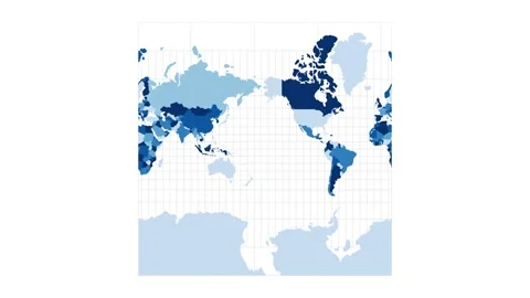 World Map. Spherical Mercator projection. Loopable rotating map of the world.... Stock Footage 229516161