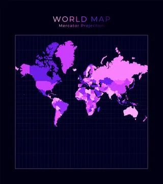 World Map. Spherical Mercator projection. Digital world illustration. Brigh.. イラスト素材