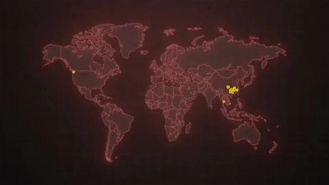 World map of the spread of coronavirus virus infection. Stock Footage 124370042