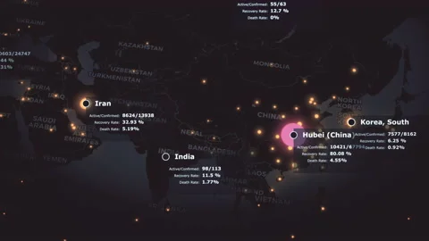 World map of spreading coronavirus COVID 19 pandemic with country statistics and Video stock 138900978
