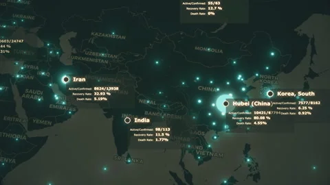 World map of spreading the coronavirus COVID 19 pandemic with country health Stock Footage 195765812