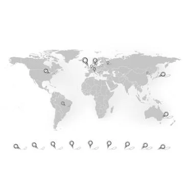 World map with stationery nails background vector Stock Illustration