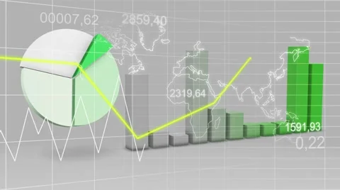 World Map Statistic Data Graph Green Loop Finance Background - 4K Ultra HD UHD Stock Footage 43444477