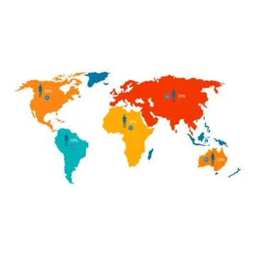 World Map with Statistical Data about Population Stock Illustration