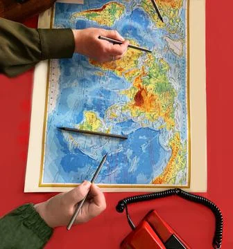 World map, strategy of war and military operations 스톡 사진