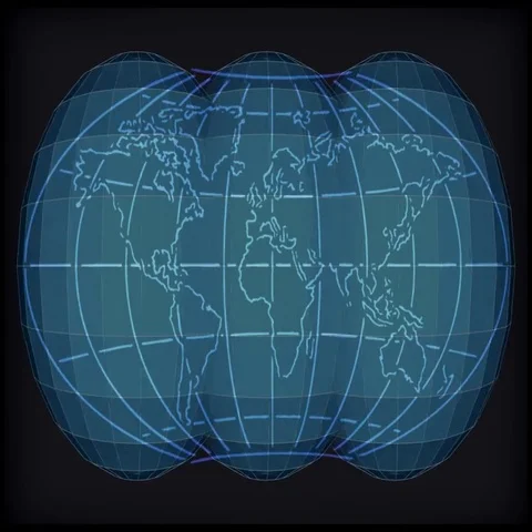 World map symbol on three rotating globes Stock Footage 69441268
