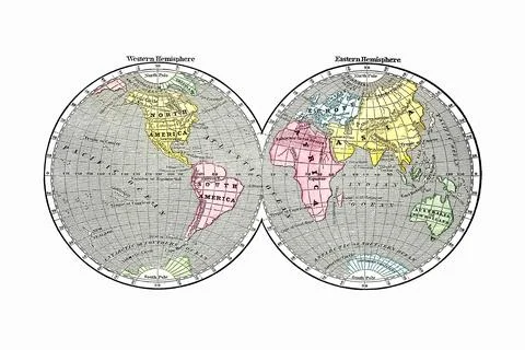 World map from A System of Geography, for the use of Schools published by S.. Stock Illustration