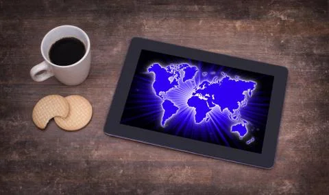World map on a tablet Stock Illustration