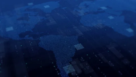 World map technology background, big data visualization, digital grid busines Stock Footage 161320805