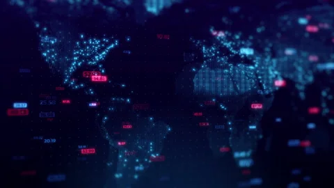 World map technology background, big data visualization, digital grid busines Stock Footage 169284066