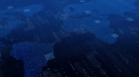 World map technology background, big data visualization, digital grid busines Stock Illustration