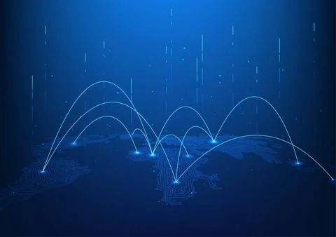 World map technology background High-speed internet network connection cove.. Иллюстрация