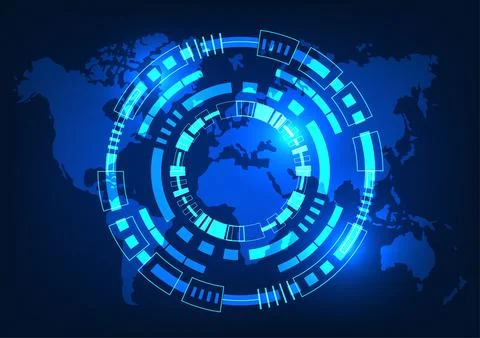 World map technology background It conveys information through the internet.. 스톡 일러스트