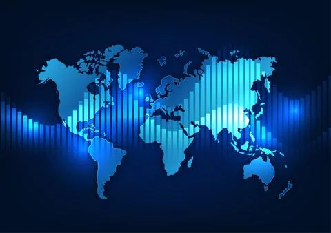 World map technology background with stock graph It represents the world's .. Stockillustratie