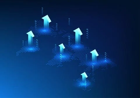 World map technology that shows the growth of technology that spreads aroun.. 스톡 일러스트