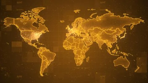 World map technology style digital world with electronic systems Stock-Illustration