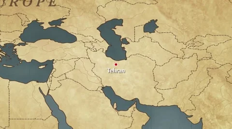 World Map Tehran City Point Zoom In Video stock 41301375