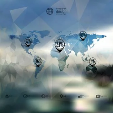 World map template, triangle design, infographic vector illustration Illustrazione stock