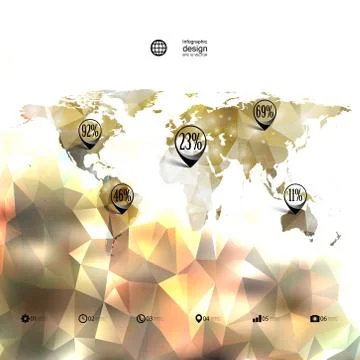 World map template, triangle design, infographic vector illustration イラスト素材