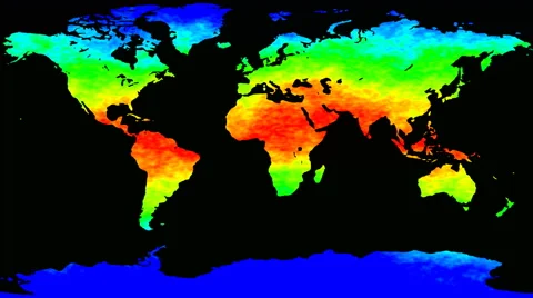 World map thermo waves seamless loop Stock Footage 68609833