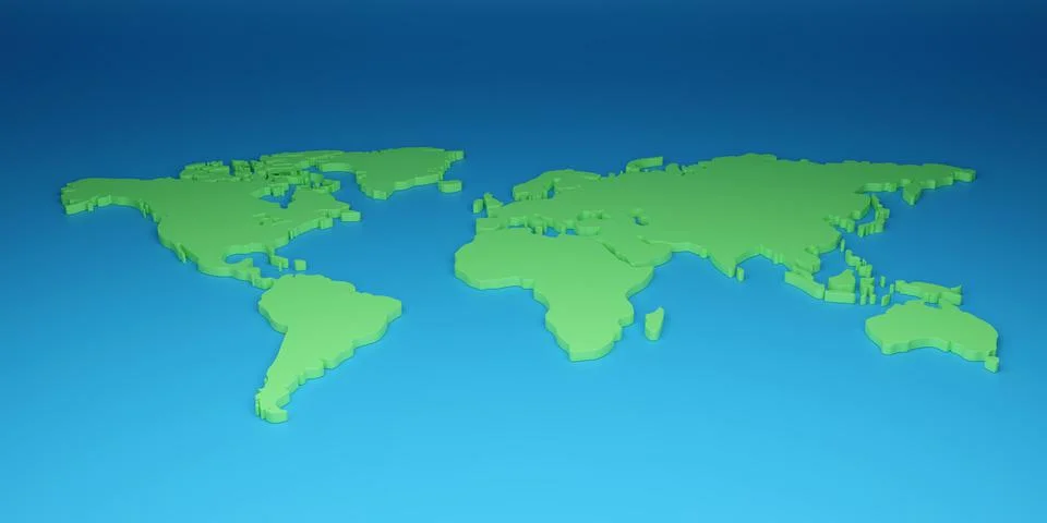 World map in three dimensions. 3d illustration. Stock Illustration