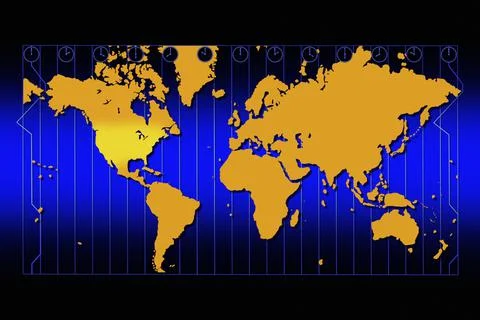 World Map With Time Zones Stock Illustration