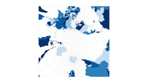 World Map. Transverse spherical Mercator projection. Loopable rotating map of... Stock Footage 227729191