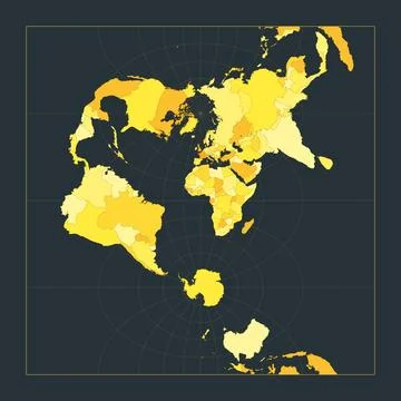 World Map. Transverse spherical Mercator projection. Futuristic world illus.. Stock Illustration