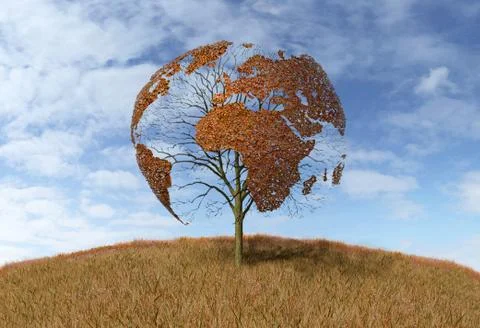 World map on a tree Stock-Illustration