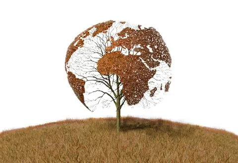 World map on a tree Stock Illustration