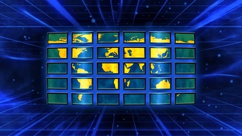 World Map On Tv Screens 库存影片 108716964