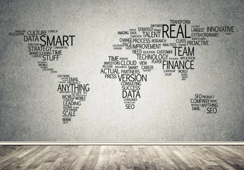 World map in typography Stock Illustration