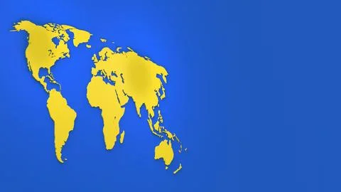World map in ukraine flag colour, 3d render Stock Illustration