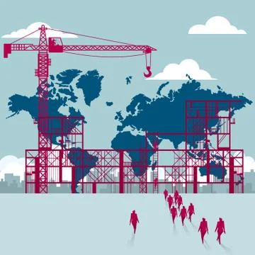 The world map is under construction. Stock Illustration