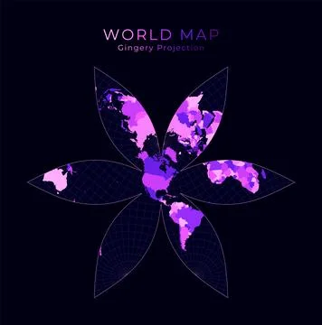 World Map. The U.S.-centric Gingery world projection. Digital illustration... 스톡 일러스트