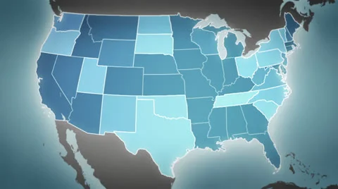 World map with US state maps. Stock Footage
