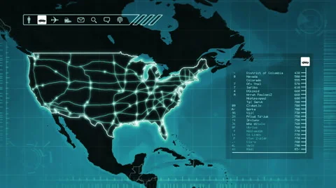 World map with US statistics. Blue. Loop... | Stock Video | Pond5