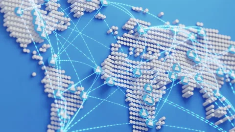 World Map with user icon, wire network connect Stock Footage 223342933