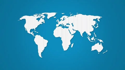 World map using color vertical lines or pipes on dark background Видео 286979481